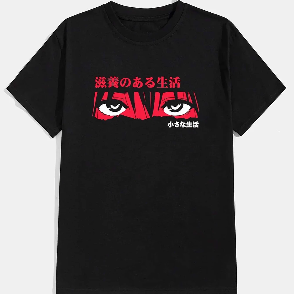 

Футболка женская с рисунком аниме, Повседневный хлопковый топ с круглым вырезом и коротким рукавом, большие размеры, в стиле Харадзюку, на л...