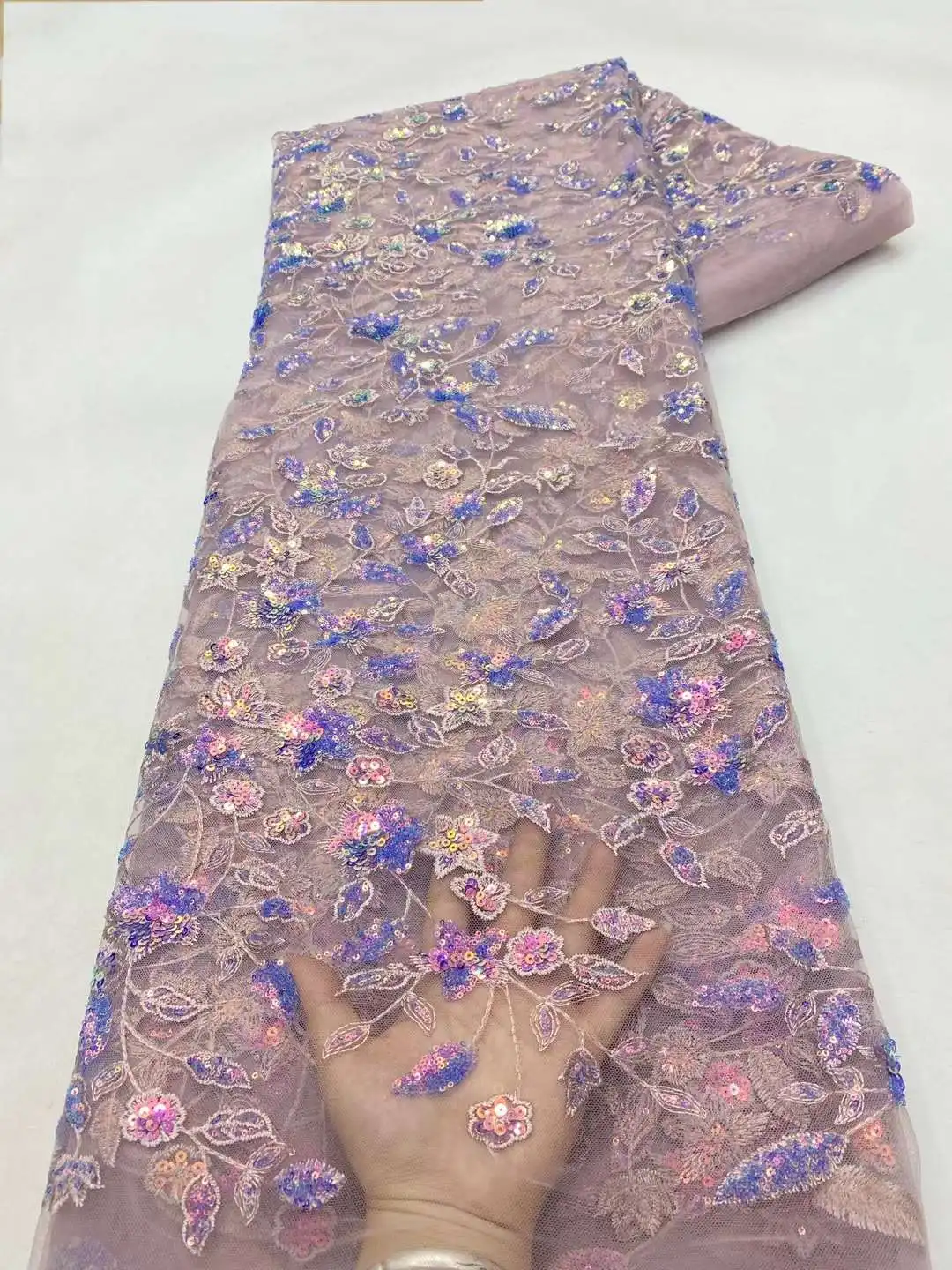 Новое роскошное платье из 2024 ткани с блестками для женской вышивки Сетчатое