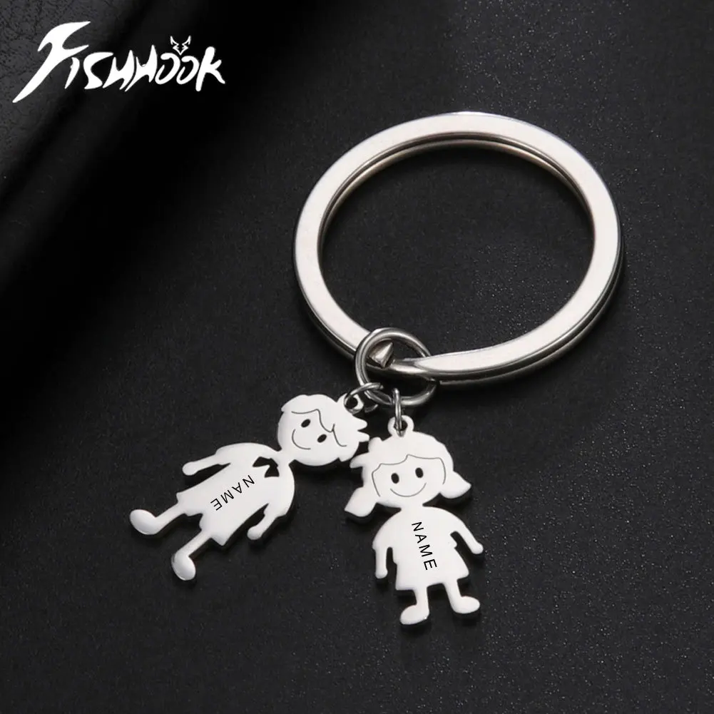 Fishhook Custom Key Chain Personalized Keychain Gift For Women Man Family Name Kid Child Boy Girl Stainless Steel Friend Jewelry