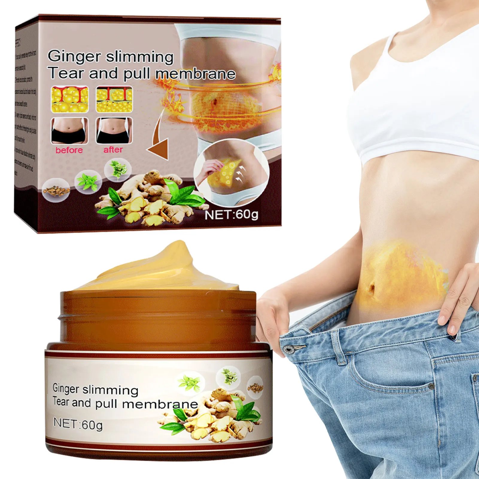 

Body Sculpting Gingers Film Anti-Cellulite Clay Mud Body Sculpting Gingers Film Slimming Gingers Paste Fat-Burning Body Mud
