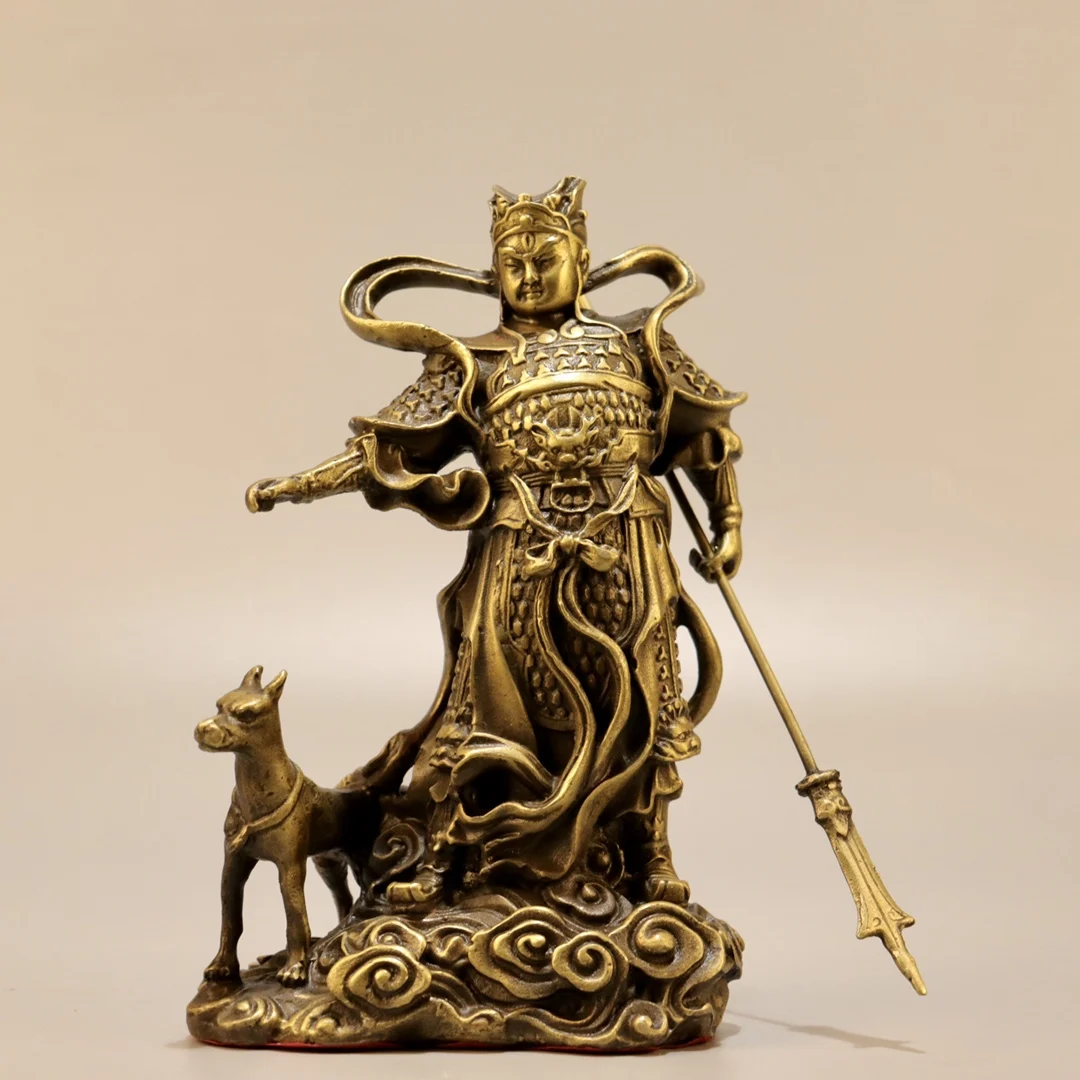 7-дюймовая коллекция тибетского храма старая латунь Бог Эрлен Лян Чжэн Чжэнь Ян