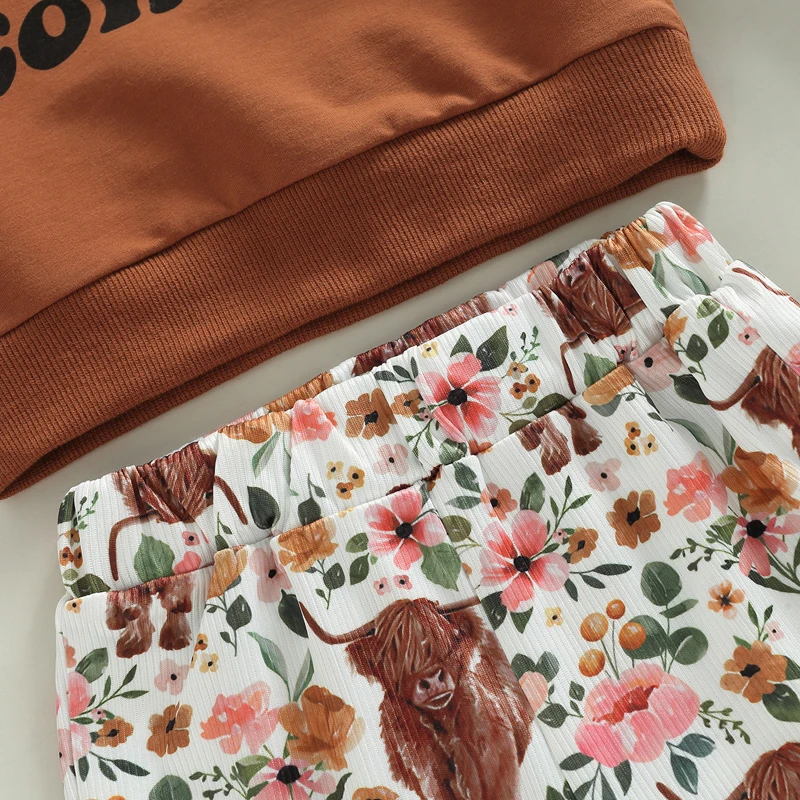 Осенний комплект детской одежды для девочек свитшот с длинным рукавом и