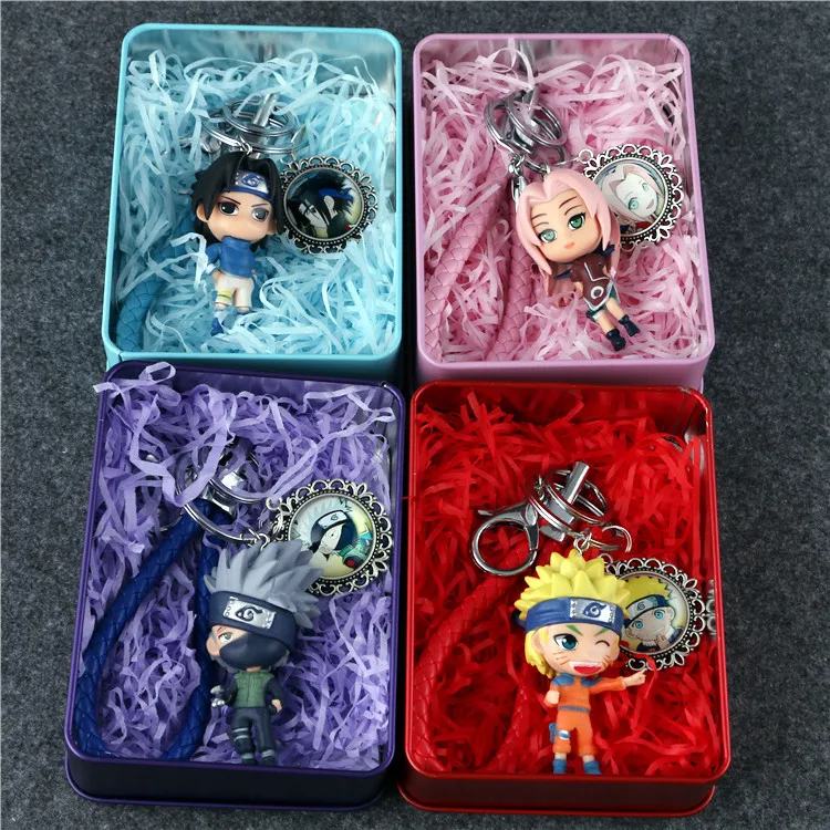 

Коллекционные модели Аниме Kakashi Sakura Брелок с фигуркой сасуке, игрушки, модель с металлической коробкой