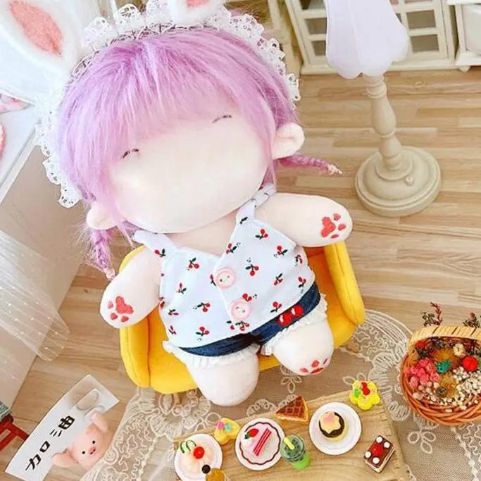 

Одежда для кукол 20 см, модные плиссированные топы с лямкой на шее, юбка с узором вишни для плюшевой куклы, кофта, одежда, аксессуары, игрушка, ...