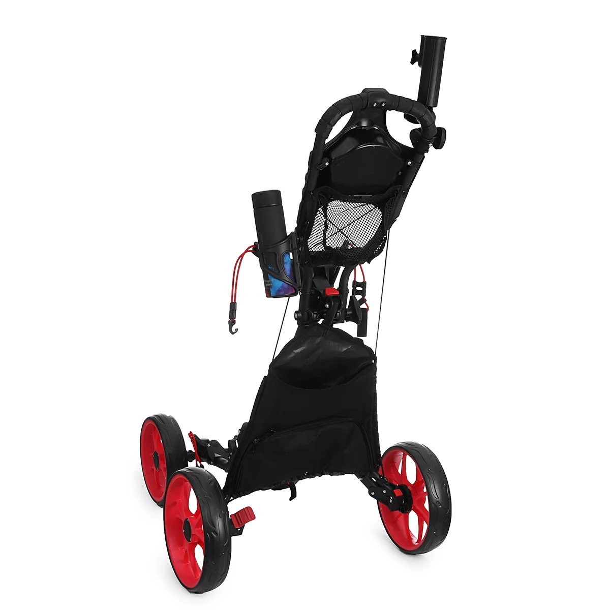 Folding Aluminum Alloy Golf Trolley Pull Push Cart Umbrella Cup Holder Adjustable Trolley With Footbrake