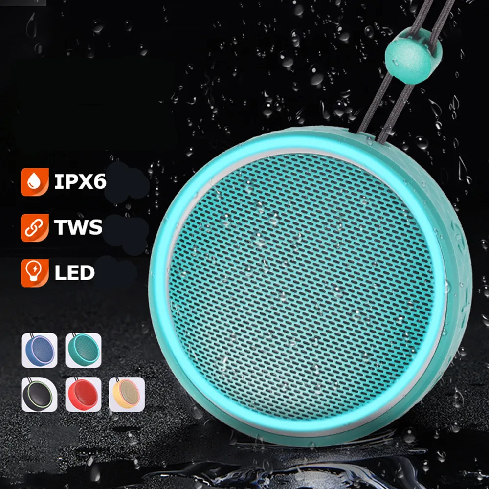 

Беспроводная Bluetooth-колонка, портативная Водонепроницаемая стереоколонка TWS с двойным подключением, эффект s со светодиодсветильник кой и шн...