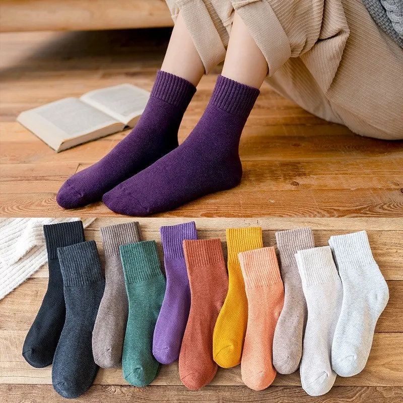 6Pairs New Winter Wamer Women Thicken Thermal Wool Cashmere Snow Socks Seamless Terry Boots Floor Sleeping Socks for Mens
