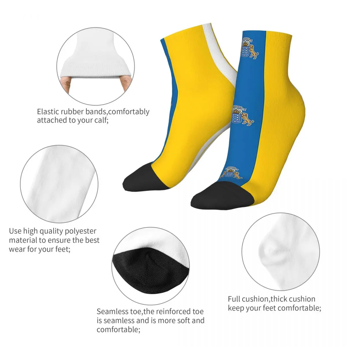 Spain Flag Oceano Canary Islands Socks Harajuku Stockings All Season Accessories for Man's Woman's Birthday Present