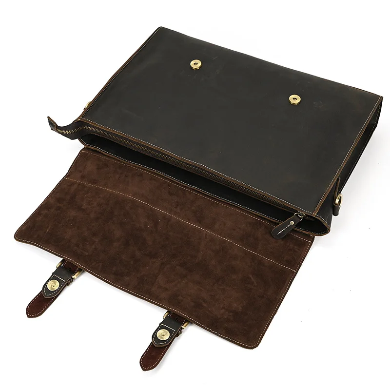 Man Briefcase Bags Cow Leather Office Bags For Men Handbags Fashion Laptop Bag Crazy Horse Business Men Shoulder Messenger Bag