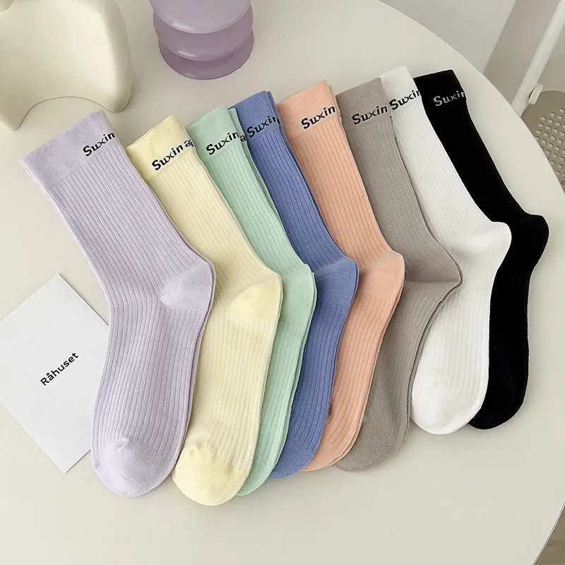 Носки женские средней длины без косточек тонкие хлопковые спортивные длинные