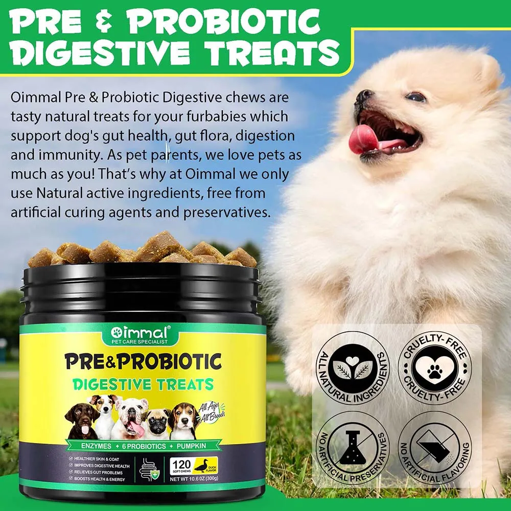 

Probiotics for Dogs Support Gut Health Itchy Skin Allergies Yeast Balance Immunity Digestive Enzymes Pre Probiotic Chews for Dog