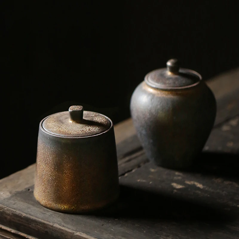 

Японские керамические чайные кадки, винтажная фарфоровая чайная канистра для чая