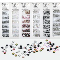 2022new trendy a set of crystal nail art rhinestone of different gold silver sizes clear crystal ab gold mixed shape 3d diy tool