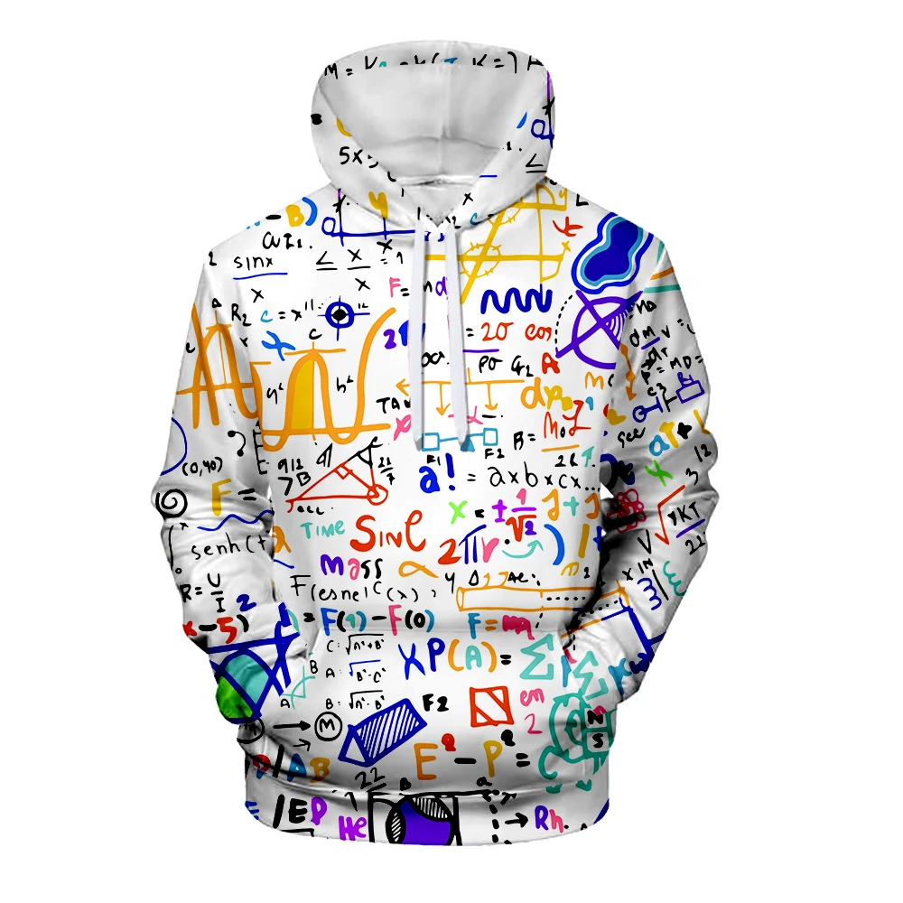 Science Formula 3d Hoodies sweatshirts Colorful 3D Print Man Woman Funny Math Logistics chemistry Hooded streetwear Sweatshirts