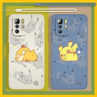 cute pikachu spoof art for xiaomi redmi note 11t 11 11s 10t 10 9t 9s 9 8t 8 7 6 5 pro liquid rope cover funda soft phone case