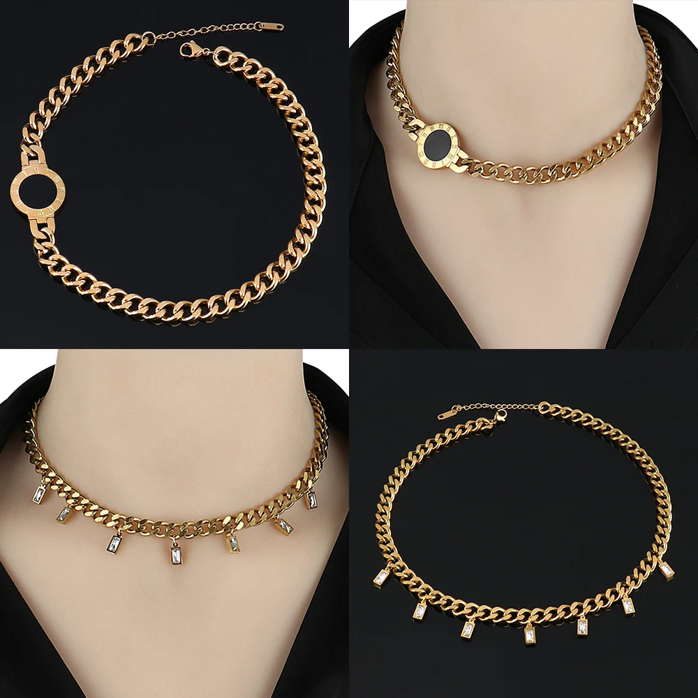 

Stainless Steel Necklace Gold Colour Necklaces for Women Necklace Men 2022 Jewelry Party Charm Necklace Fashion Jewelry Gifts