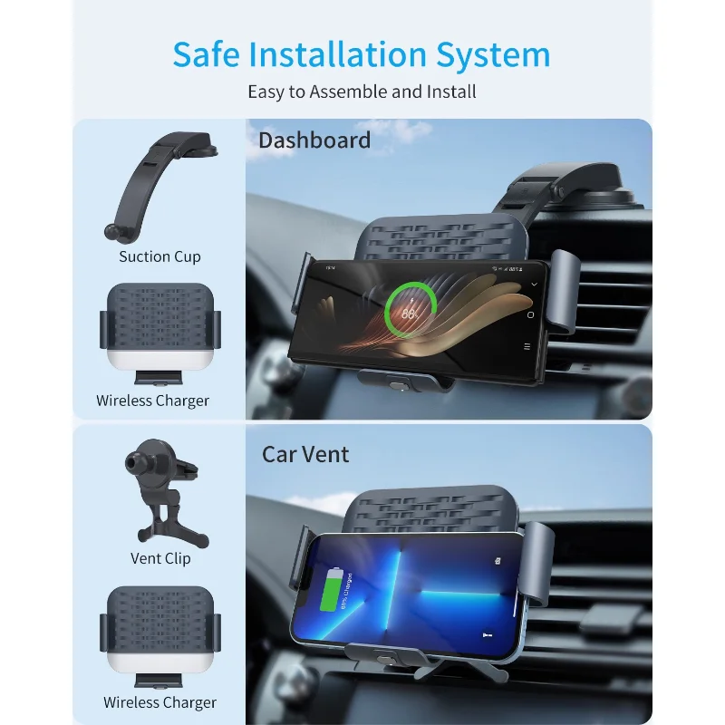 15W fast wireless car charger holder for Galaxy Z Fold 4/3 car holder,samsung galaxy s23 ultra car holder tablet holder