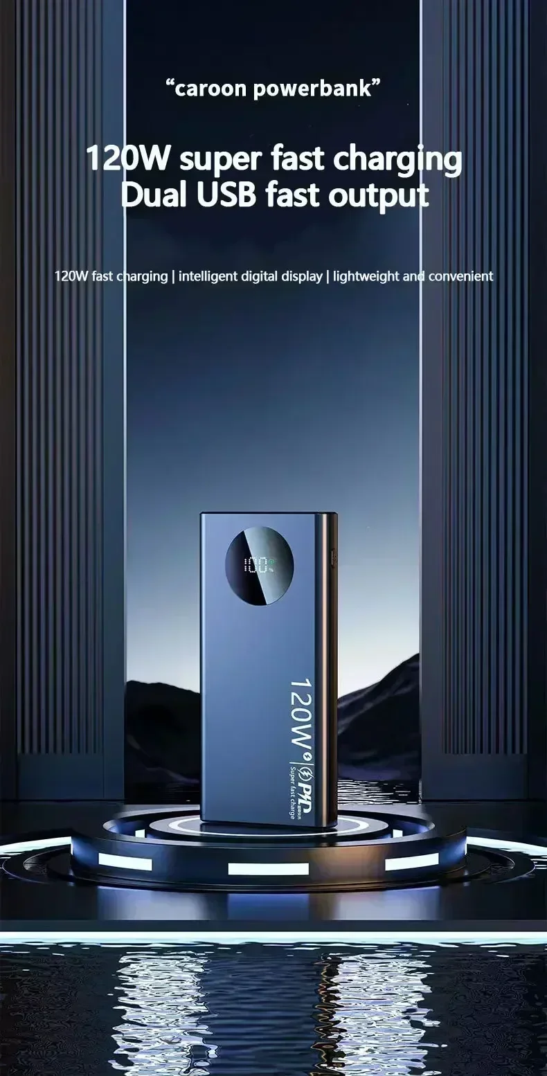 Сверхбыстрая зарядка 120 Вт 50000 мАч цифровой дисплей Ультраяркий внешний