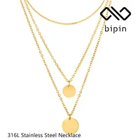 bipin layers stainless steel necklace jewelry necklace set women fashion wholesale
