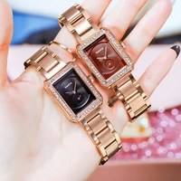 rose gold watch women square female watch top brand luxury golden quartz stainless steel waterproof aaa black brown wrist watch