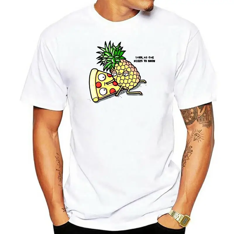 New Men T-Shirts Pineapple Pizza No One Need To Know Customized Fashion Clothes T Shirts Comics 100% 180 Gsm Combed Printed