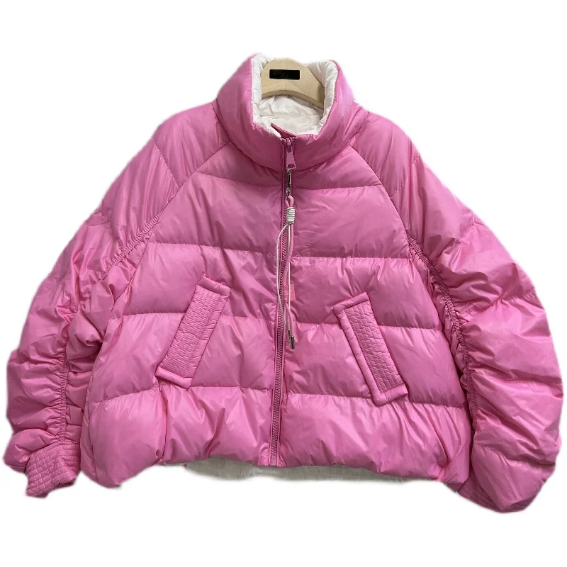 

New Down Jacket Women Thick Vertical Collar Loose Korean Long Sleeve Solid Color White Duck Down Coat Camperas De Mujer J055