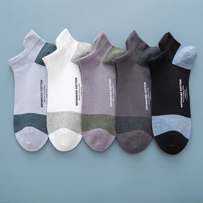 

Носки мужские короткие хлопковые, спортивные дышащие сетчатые повседневные тонкие невидимые, 5 пар, лето-осень