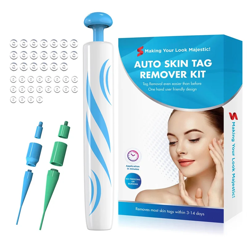 

2 In1 Painless Skin Tag Mole Wart Removal Kit +40x Rubber Bands+10x Alcohol Pad Body Warts Foot Corn Remover Treatment Tools