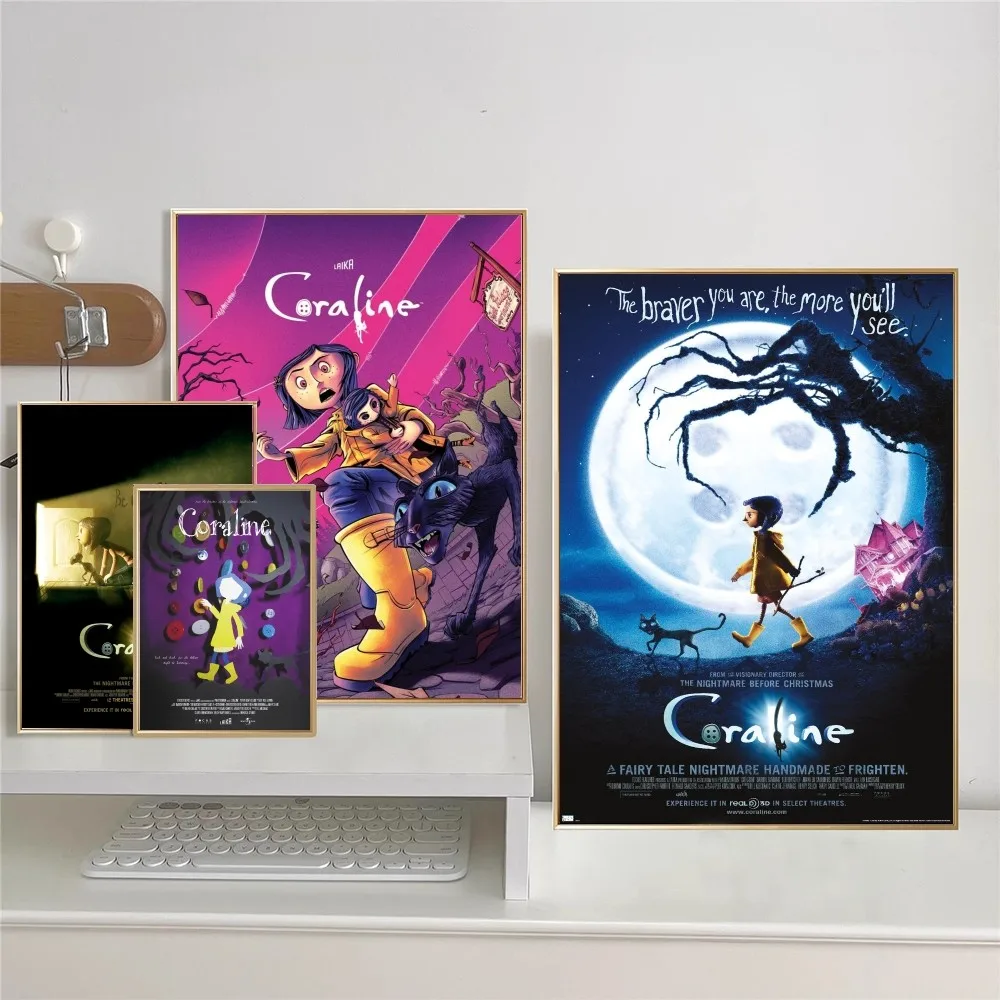 Anime C-Coraline Self-adhesive Art Poster Waterproof Paper Sticker Coffee House Bar Posters Wall Stickers