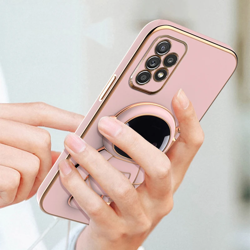 Astronaut Bracket Plating Phone Holder Case for Samsung Galaxy A12 A22 A32 A42 A52 A72 A52S A13 A33 A53 A73 4G 5G Silicone Cover