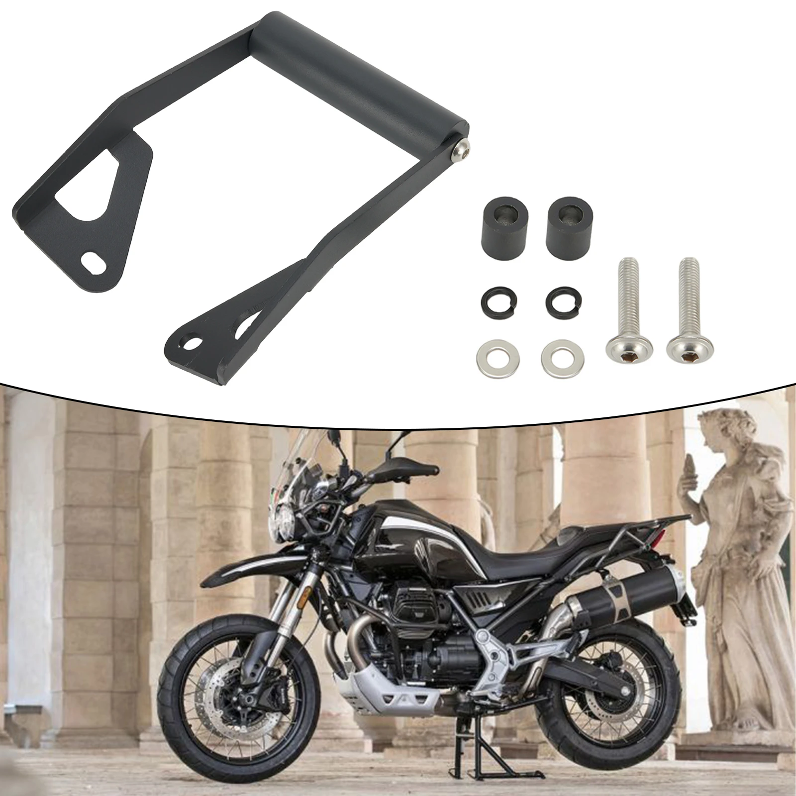 Фото Комплект для крепления GPS-навигатора на мотоцикл GUZZI V85 и TT, 2019-2021 гг., прямая установка, из анодированного алюминия №5