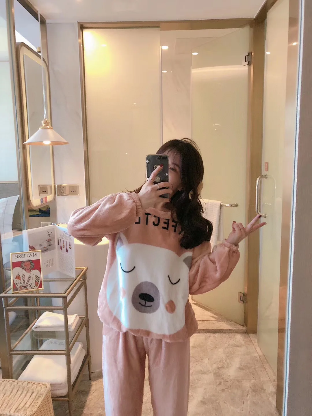 Autumn Winter Flannel Pajamas for Women Students Cute Plus Velvet Thickening Warm Sleepwear Cartoon Coral Velvet Home Clothes