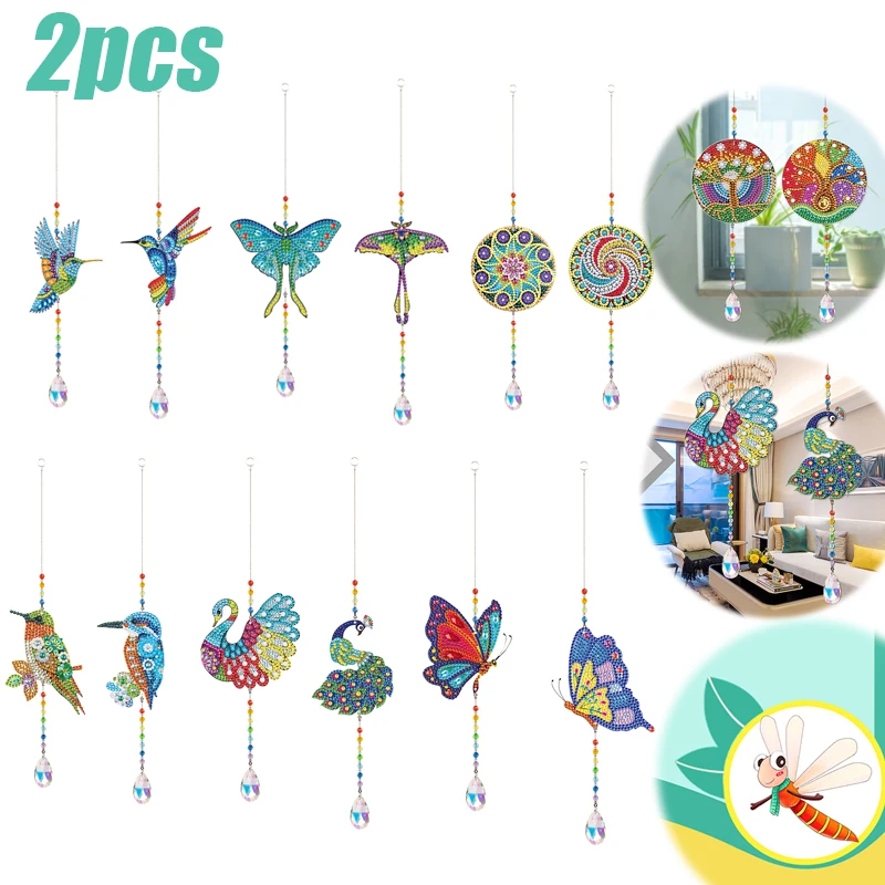 

2 шт. хрустальный светильник «сделай сам», алмазная живопись, призмы, подвеска, радуга, Висячие капли, украшение для сада ручной работы, декор...