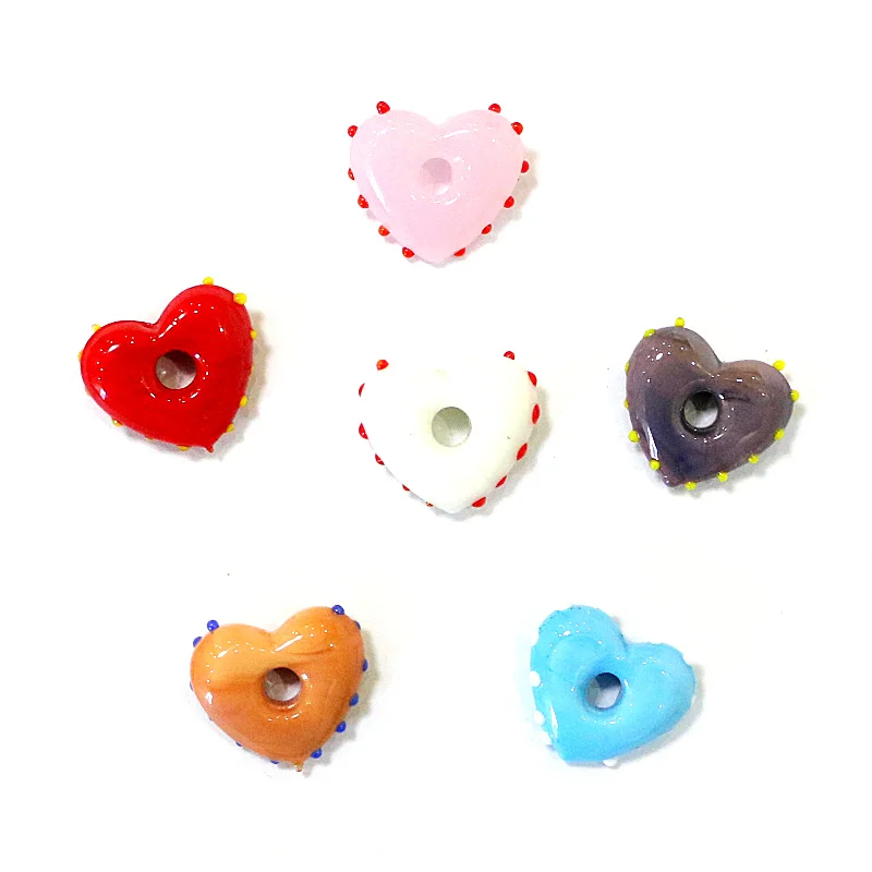 

6PCS Tiny Cute Heart Shape Charm Craft Glass Pendant Fashion Creative DIY Women Jewelry For Necklace Bracelet Making Accessories