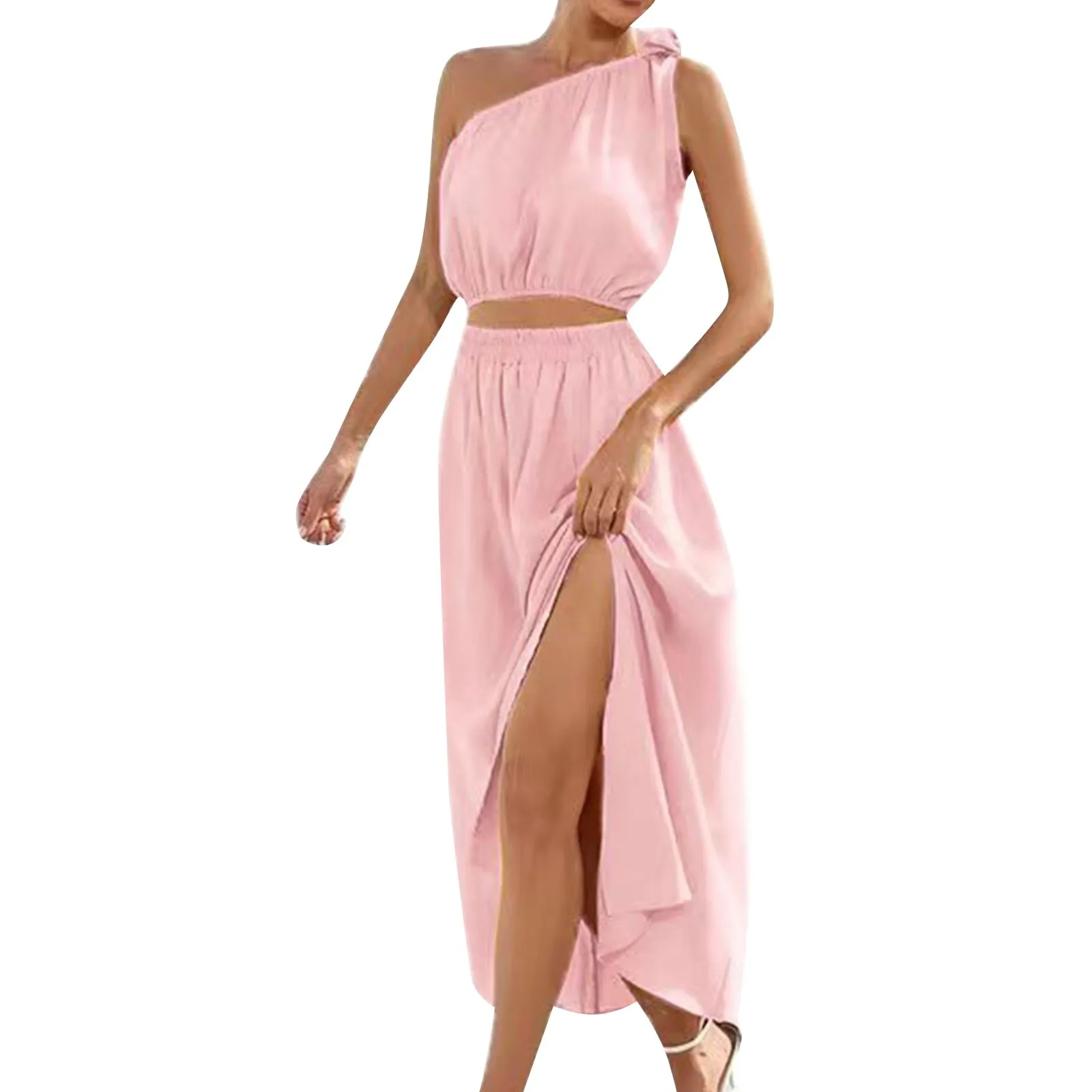 

Prom Dress Two Piece Set 2023 Personality Solid Color Long Skirt Suit Simple And Sophisticated Design Suitable For All Occasions