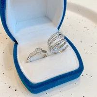 simple zircon love ladies ring two piece light luxury niche design sense twisted silk index finger ring korean version new
