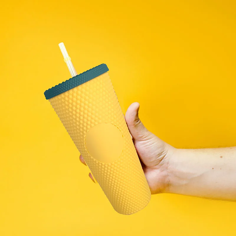 

24oz Studded Matte Tumbler Double Wall Tumbler with Lid and Straw Textured Honeycomb Water Bottle Gives it a Super Soft Touch