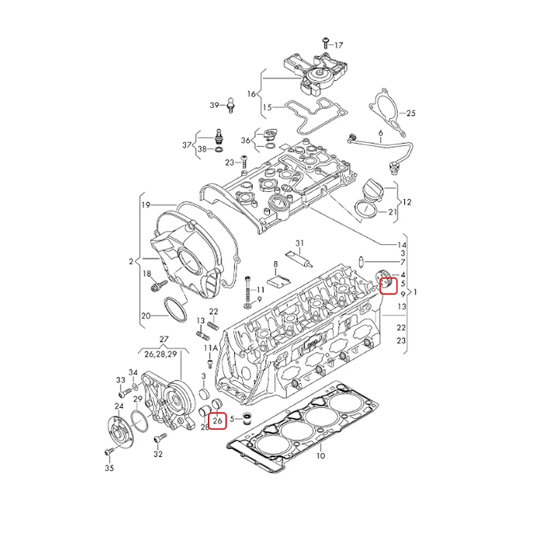 Головка блока цилиндров с защитой от возврата клапана 06H 103175 B для VW Jetta Golf Passat Tiguan