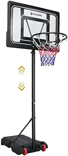 

Hoop Outdoor for Kids Portable Adjustable Basketball Goal System, 5.5-7FT Height Adjustable, 33.5" Backboard &15" Ri