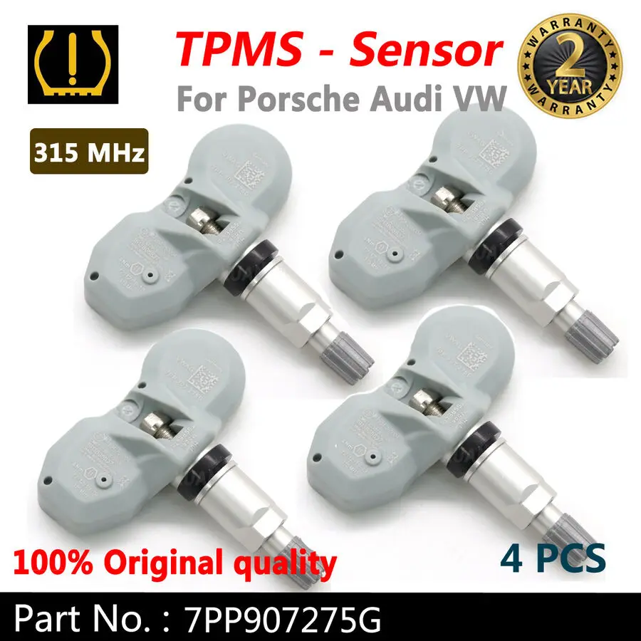 Новый комплект (4) 7PP907275G датчик давления в шинах TPMS для Porsche Audi VW 315 МГц Новый комплект (4) 7PP907275G датчик давления в шинах TPMS для Porsche Audi VW 315 МГц
