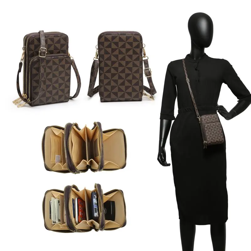 Womens Leather Crossbody Card Wallets Cell Phone Purse Clutch Handbags with Card slots
