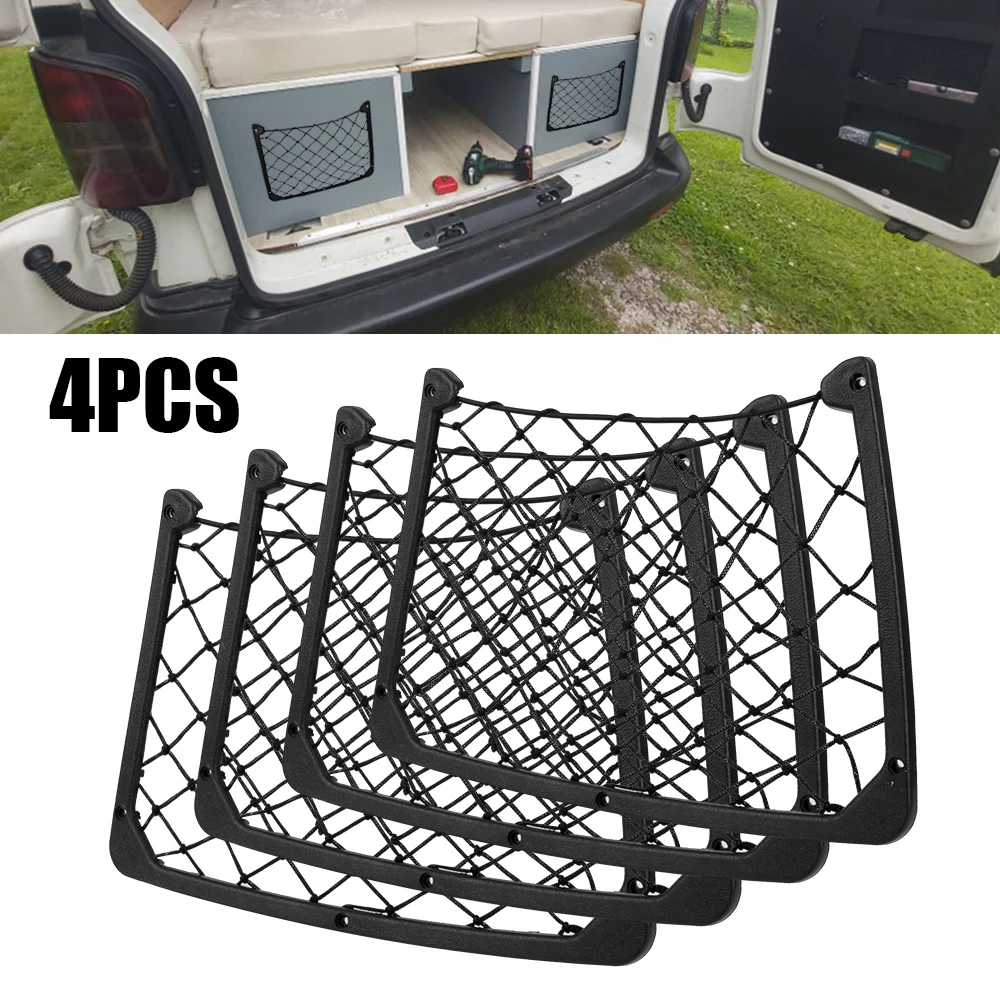 

4PCS Car Storage Net Elastic Net Cargo Mesh Nets Car Caravan Bus Camping Vehicle Accessories Seat Back Mesh Belt Large