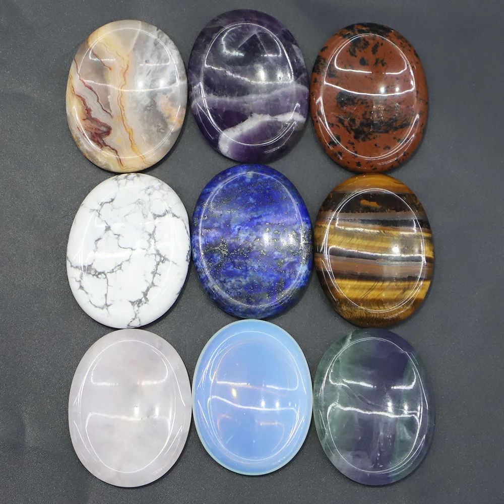 

Natural Stone Oval Thumb Massager Palm Energy Pocket Worry Therapy Agate Reiki Healing Meditation Spiritual Minerales Decor 4Pcs