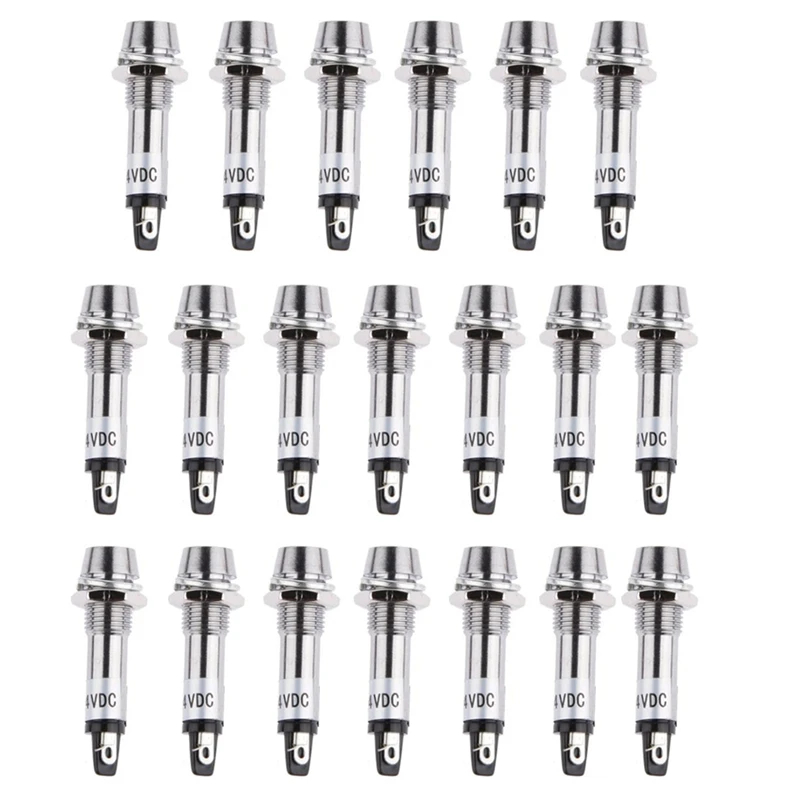 

20 Pieces 24V DC 8Mm Vehicle Pilot Led Indicator,Red