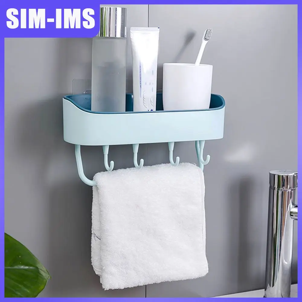 

Punch-free Bathroom Plastic Shelf Non-slip Drain Multifunctional Storage Shelf Kitchen Accessories Bathroom Tools Hot New