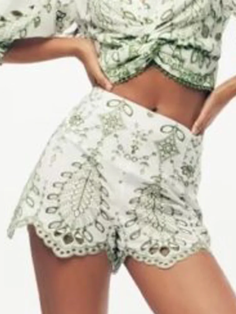 

Женские винтажные шорты с вышивкой, элегантные уличные шорты на молнии с вырезами, одежда для лета 2023