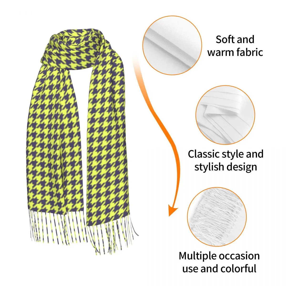 Роскошная модная тёплая шаль в клетку с рисунком гусиные лапки