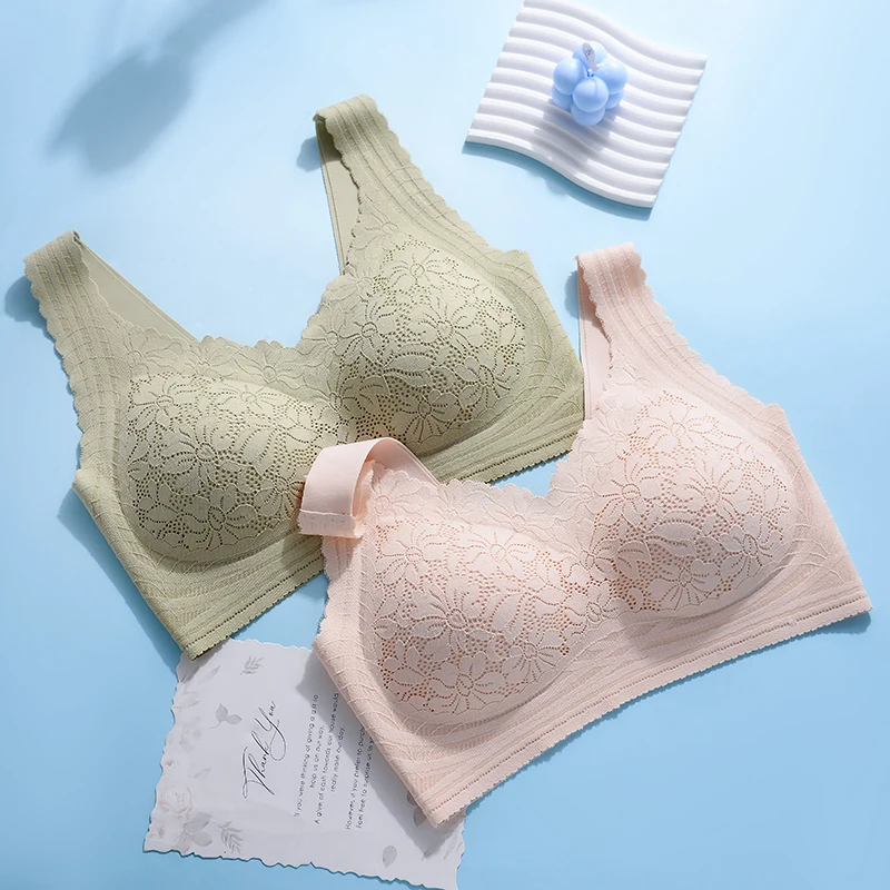 Кружевное бесшовное нижнее белье с фиксированной чашкой собранный тонкий жилет