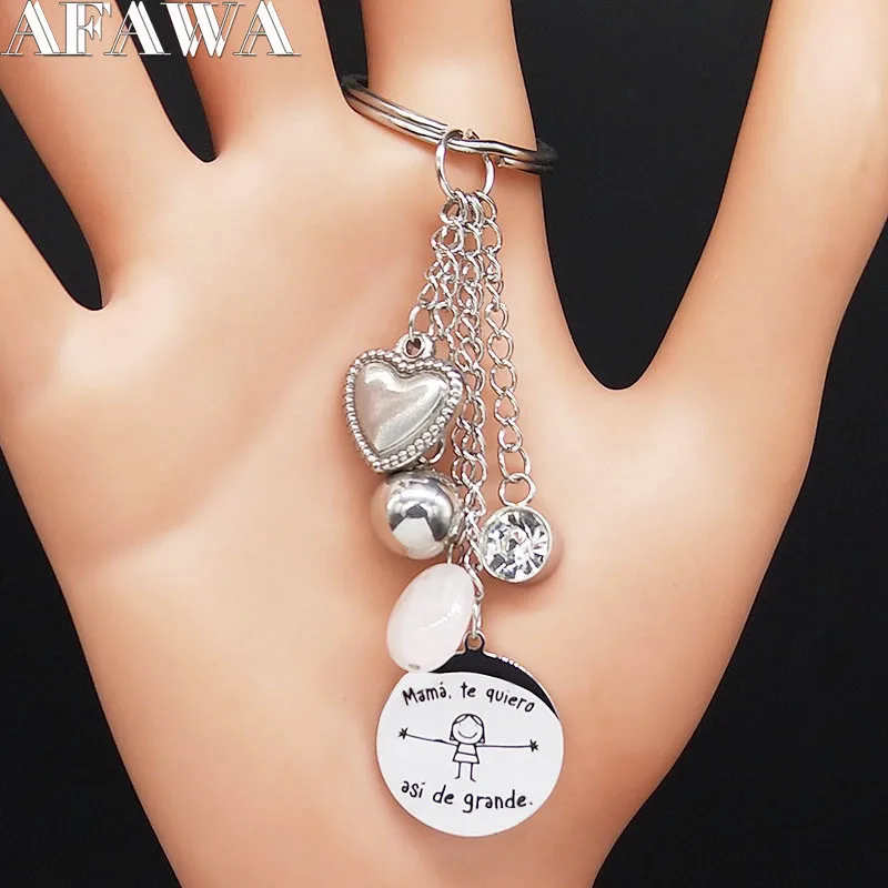 Брелок для ключей из нержавеющей стали, с кристаллами