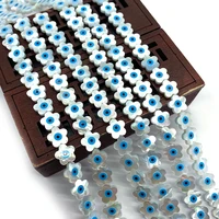 5pcspack 8mm 10mm natural sea shell flower shape loose beads evil eye blue white color diy for making necklace bracelets